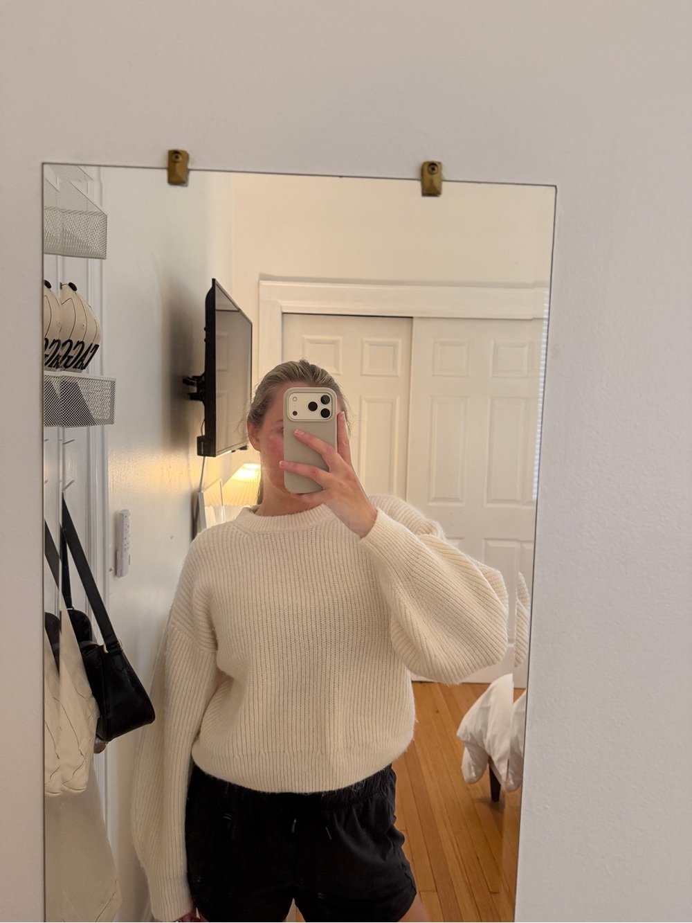 Abercrombie & Fitch Cream Ribbed Crewneck Sweater